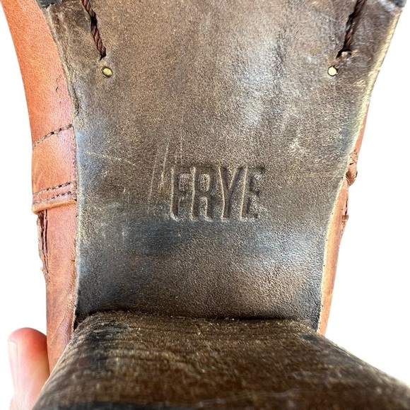 Frye Addie Double Zip Moto Ankle Boot Cognac Distressed Leather Size 9 NICE! - Picture 13 of 16